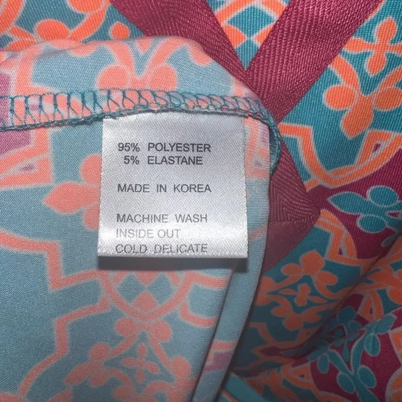 Tracy Negoshian Coral, Neon Orange And Teal Sleeveless Shift Dress - Picture 5 of 5